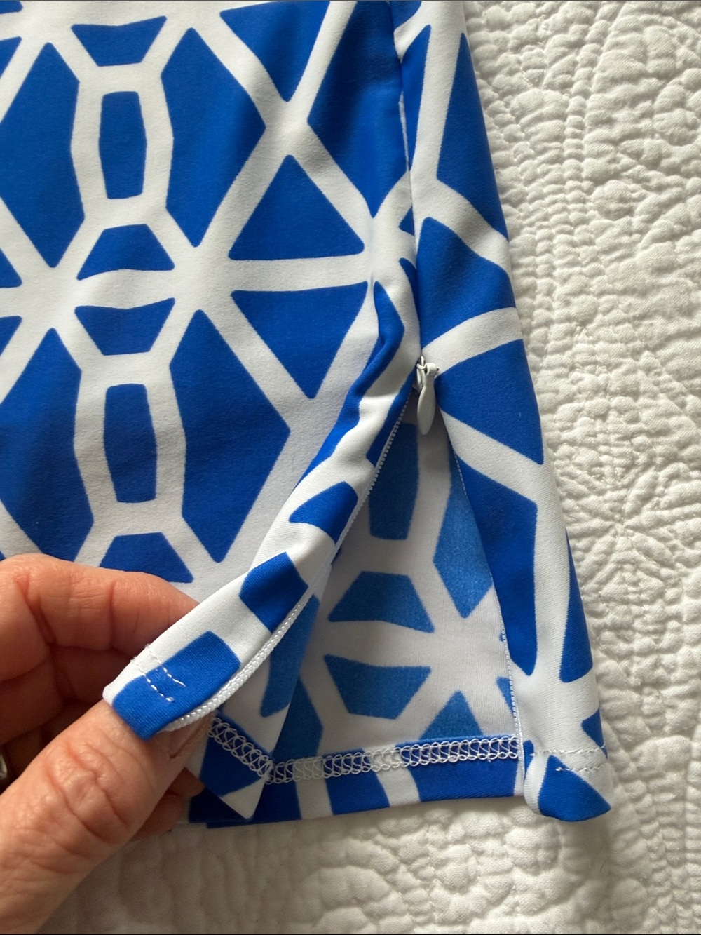 Jude Connally Morgan Skort Blue and White Geometric - Picture 4 of 6